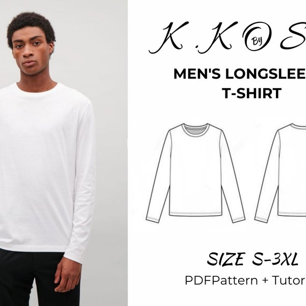 Men's Long Sleeve T-Shirt Sewing Pattern: Easy DIY Shirt (PDF Download, S-3XL)