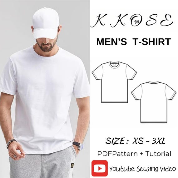 Men's T-Shirt Sewing Pattern: XS-3XL, Easy Beginner Project (PDF Pattern)