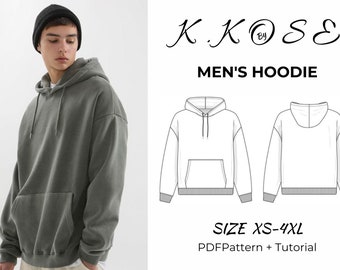Unisex Hoodie sewing pattern/ Men Hoodıe Pattern/Men sweater sewing pattern pdf/Make your own hoodie sweatshirt/kangaroo pocket/A4-A0-Letter