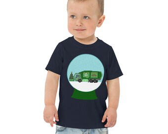 Garbage Truck Christmas Snow Globe - Toddler jersey t-shirt