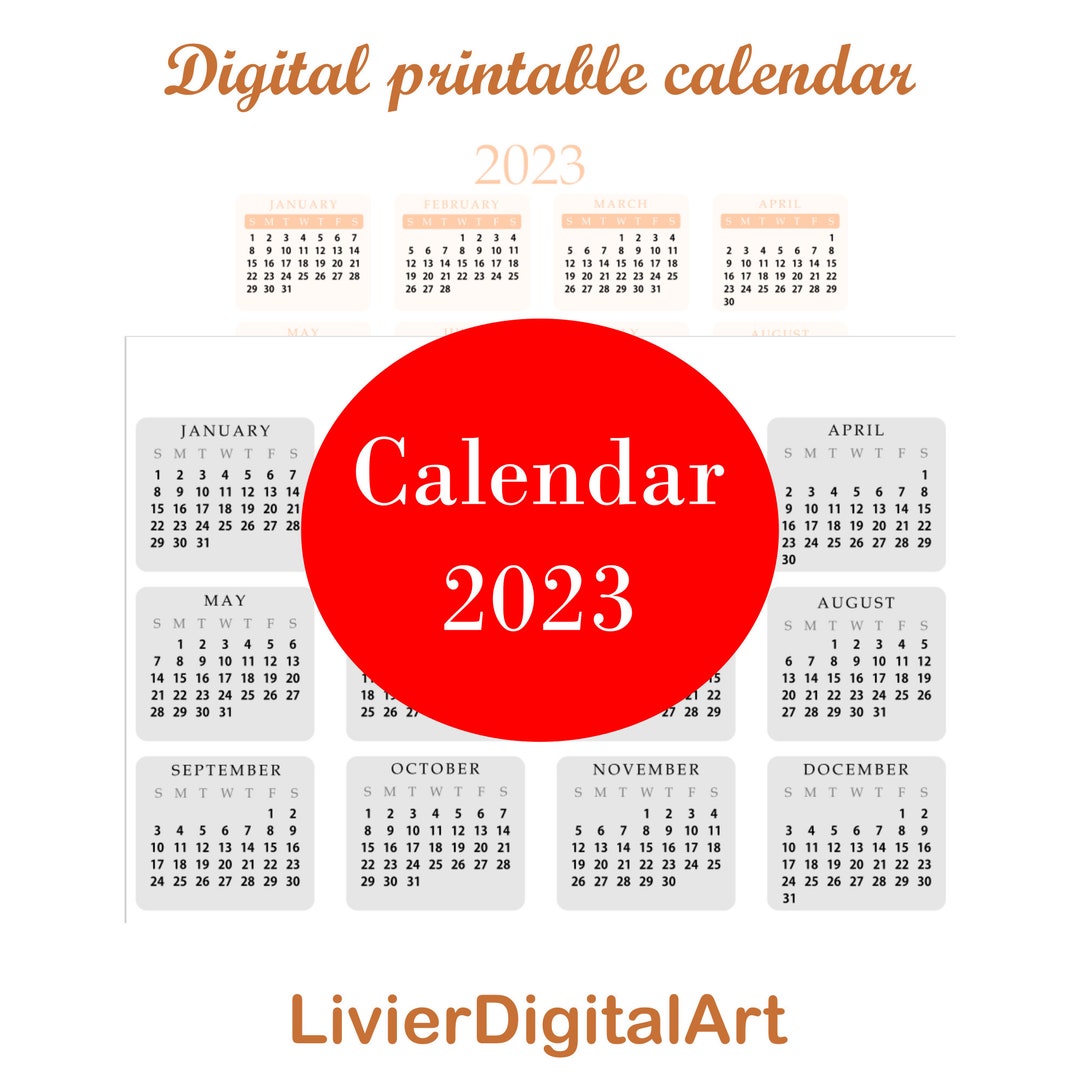 2023 WALL CALENDAR ART Minimal Black and White Beige Pdf Digital