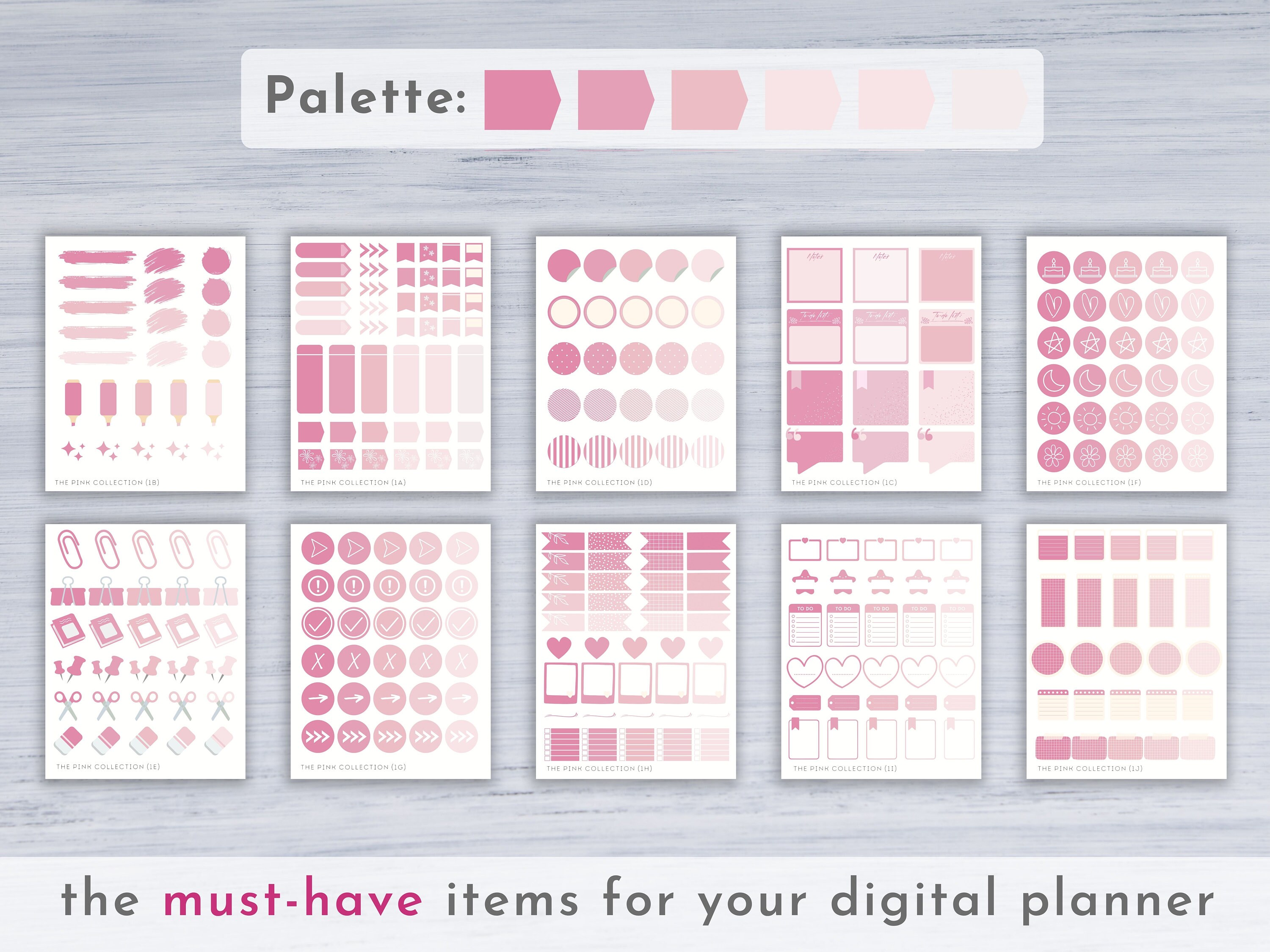 Pink Graph Paper Sticker Planner Stickers: Pink Themed Digital Stickers, Individual PNG Memo for ...