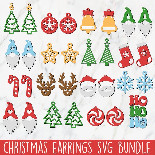 Boucles d’oreilles de Noël SVG, Boucle d’oreille SVG, Boucles d’oreilles d’hiver, Boucles d’oreilles en faux cuir, SVG pour Cricut, Silhouette, Boucles d’oreilles Cricut svg