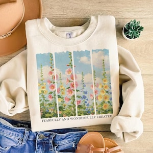 Fearfully and Wonderfully PNG, Boho Floral Png, Wildflower Png, Inspirational Png, Brushstroke Png,  Sublimation Designs, Digital Download