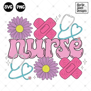 Preppy Nurse Floral Svg Png, Trendy Svg, Cute Nurse Png, Nurse Appreciation png, Custom Nurse Design Png, Girly Png, Sublimation Designs