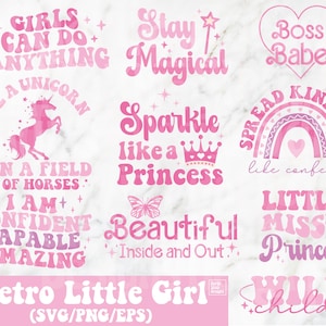 Retro Little Girl Svg Bundle, Little Girl Svg, Retro Designs, Little Girl Quotes, Little Girl Sayings, Cut Files for Cricut