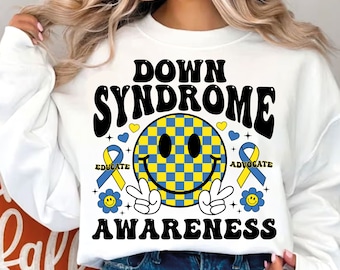 Down syndrome awareness svg png, retro Down syndrome svg png, Blue yellow awareness ribbon, March awareness digital download, Digital Downlo