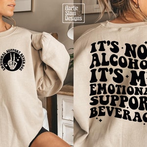It&#39;s Not Alcohol It&#39;s My Emotional Support Beverage Svg, Funny Alcohol Svg, Funny Drinking Svg, Adult Humor Svg, Sarcastic Svg, Retro Wavy
