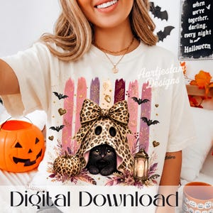 Leopard Black Cat Ghost PNG, Cute Halloween Cat Sublimation, Ghost Kitty Fall Shirt Design, Spooky Cat Lover Graphic, Digital Download