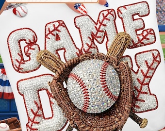 Rhinestone Baseball Game day PNG, Bling Sparkle Sports Ball Game Day Sublimation Design, Crystal Mosaic Baseball Png