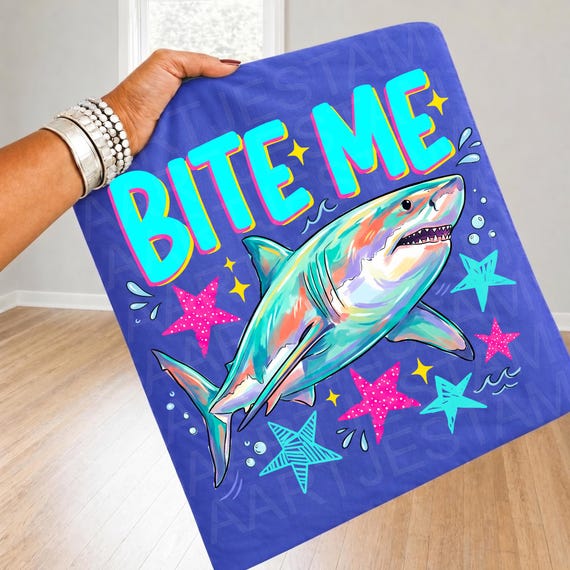 Bite Me Shark PNG, Funny Shark Sublimation Design, Retro Summer Ocean Graphic, Great White Shark Sublimation, Cute Coastal Beach Download