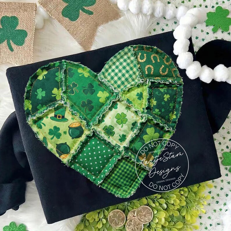 St Patricks Day Patchwork Heart Png, Checkered Patricks Day Png, Lucky ...