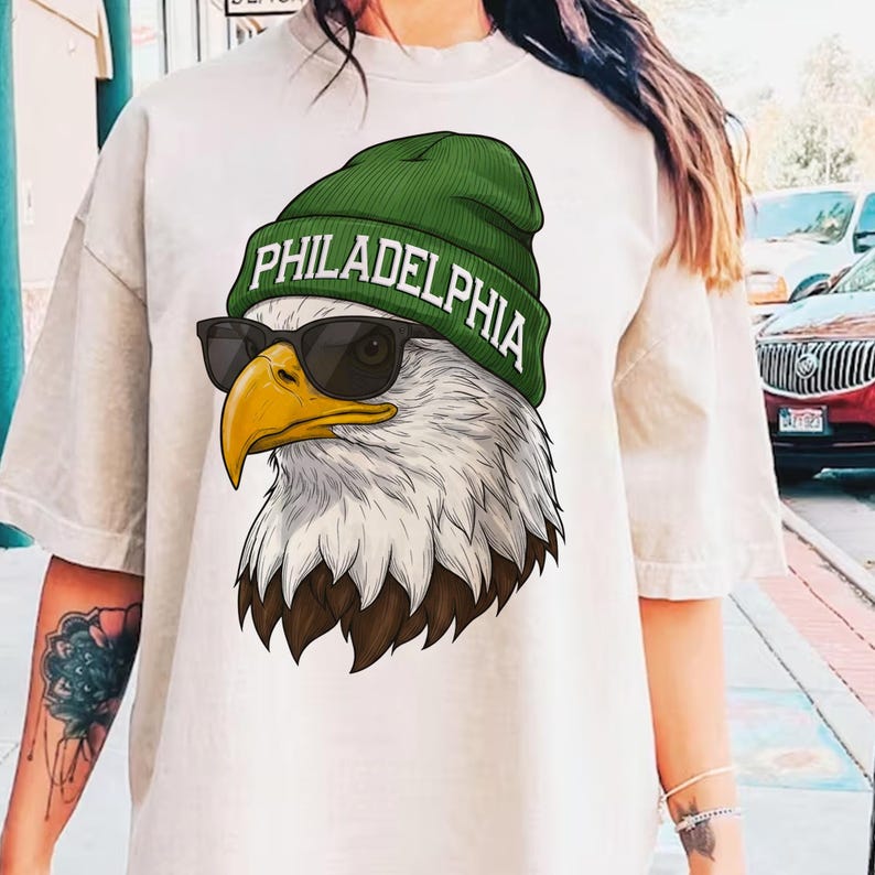 Vintage mascot DTF transfer sublimation Philadelphia eagle shirt vintage football tee game day shirt football fan gift eagle mascot tee comfort colors green beanie tee Philadelphia fan gift vintage eagle mascot shirt sports fan birthday present Philadelphia football lover tote birthday tote