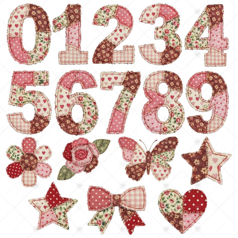 Patchwork Alphabet Png, Cottage Core Png, Quilted Letters and Numbers ...
