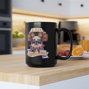 I Am Smiling Black Mug, 15oz