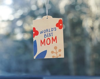 World's Best Mom Badge Scented Air Freshener, Car Air Freshener, Car Accessories, Mother's Day Gift, Gift for Her, Car Décor, Car Freshener