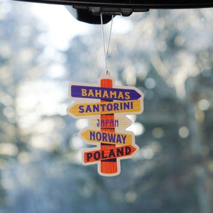 Travel Sign Scented Air Freshener, Car Air Freshener, Car Accessories, Car Charm, Car Ornament, Car Décor, Cute Car Freshener, Car Freshie