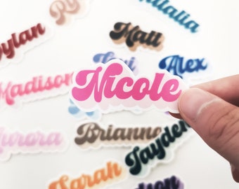 Custom Name Sticker, Personalized Name Vinyl Waterproof Decals, Water Bottle Tumbler Stickers, Laptop Stickers, Retro Stickers, Holographic
