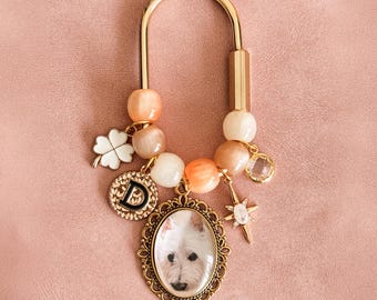 Custom Pet Photo Keychain, Personalized Bag Charm Pet Portrait, Dog Cat Memorial Gift, Christmas Gift for Pet Lovers, Gift for Dog Mom