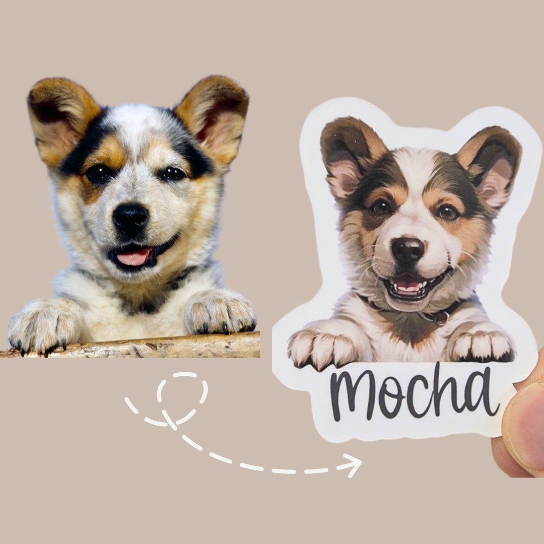 Custom Cartoon Sticker, Pet Portrait, Die Cut Vinyl Waterproof
