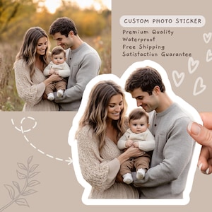 Aangepaste fotosticker, gepersonaliseerde gezichtssticker, gestanst vinyl waterdicht, gepersonaliseerd cadeau, portretsticker, sticker waterfles