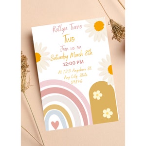 Boho Rainbow Birthday Invitation