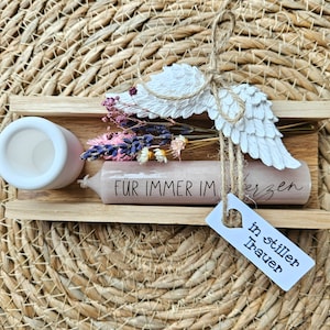 Tauer Miniset | Erinnerung | Beileid | Beerdigung | mit Erinnerungslicht | Kondolenzgeschenk | Trauerfeier | Anhänger personalisierbar