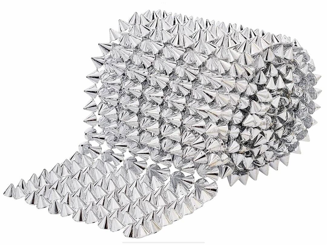 Spike In Plastica Per Artigianato - Striscia Da 1 Metro Con Rivetti A Punta, Trim Mesh Per Decorazioni Halloween E Costumi, Nero - 3