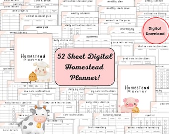 Printable Homestead Planner: Farm Animal Care, Gardening (Digital Download)