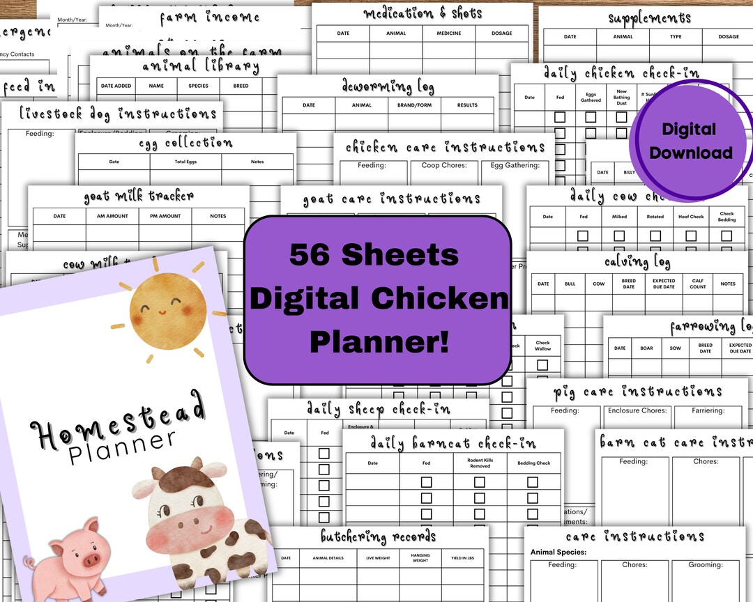 Purple Farm Planner Printable Homestead Planner Ranching Etsy