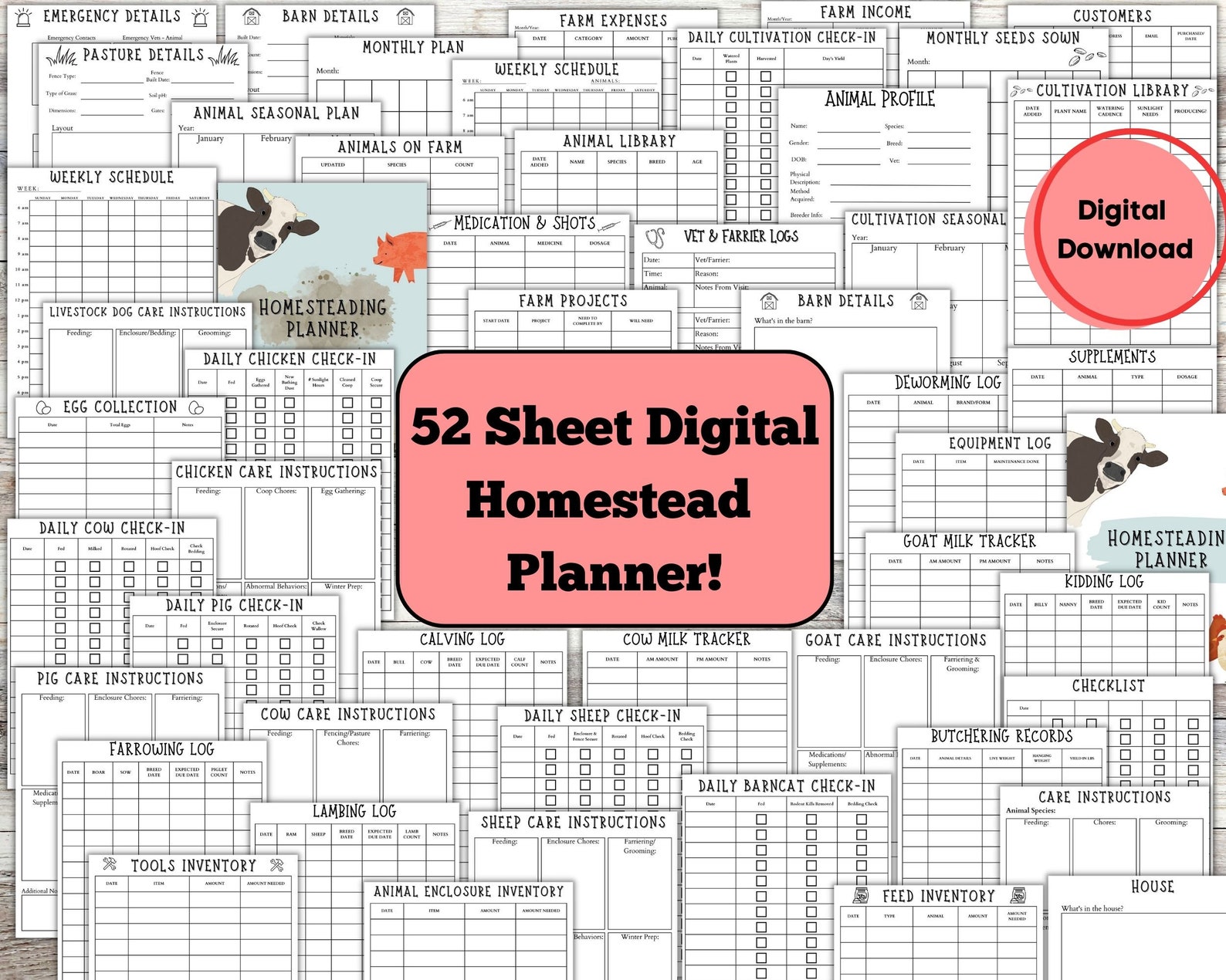 Farm Planner, Printable Homestead Planner, Ranching Planner, Farming ...