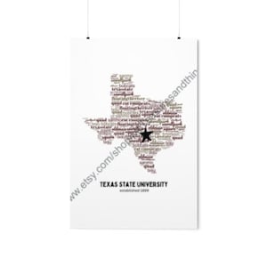 Texas State University Wall Decor | Digital Download | College decor | Grad and Alumni gifts | College gifts | College Decor | TXST Decor