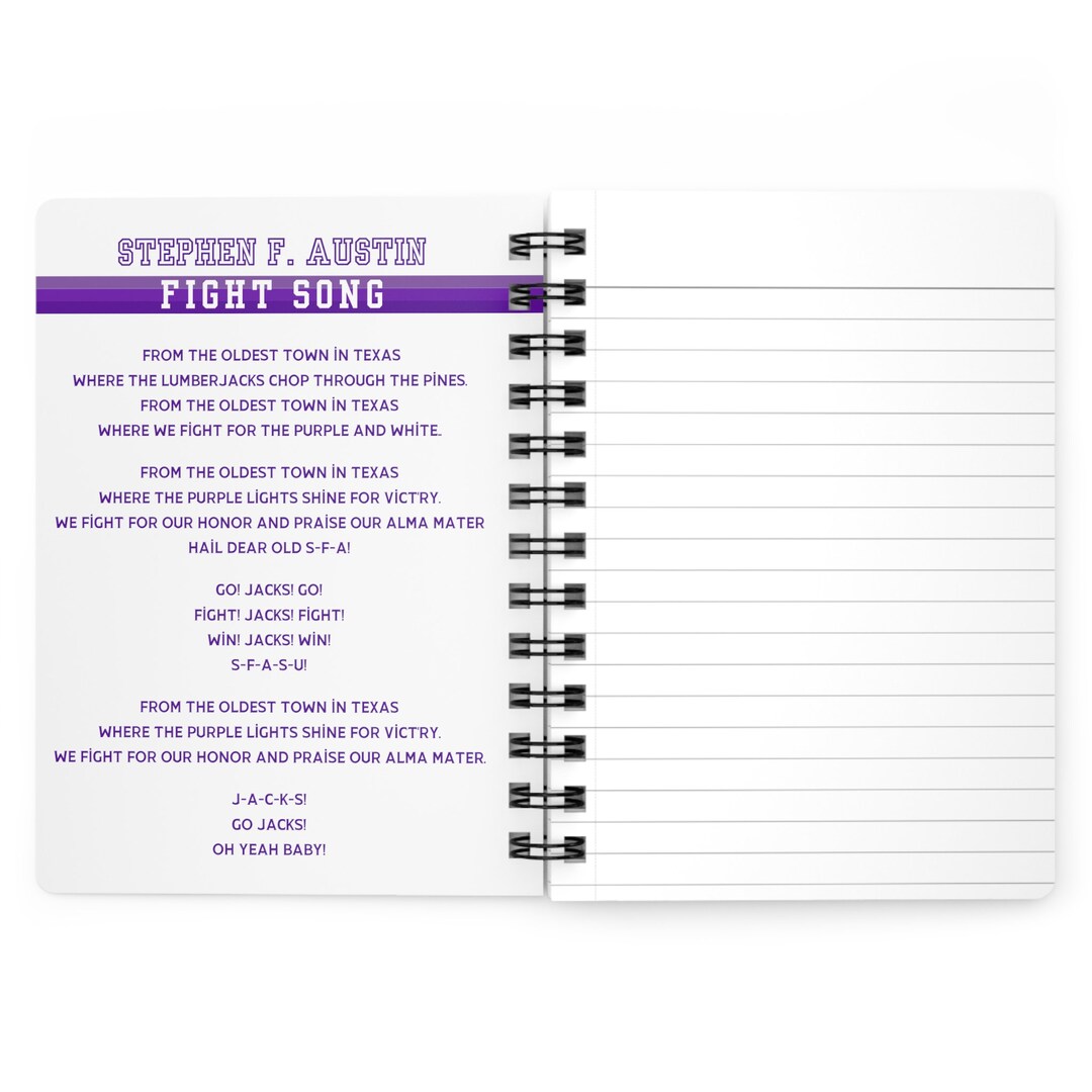 SFA Fight Song Journal Lumberjack Gift Stephen F Austin Custom Etsy