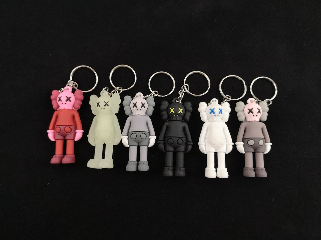 Cartoon Gift KAWS Keychains Rubber Model Toy Keychain Etsy