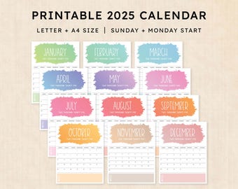 Printable 2025 Calendar · 12-Page PDF · Vivid Vision