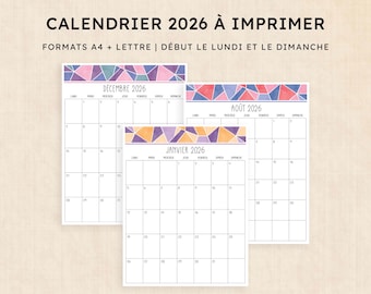 Calendrier 2026 à imprimer · PDF de 12 pages · Magic Mosaic