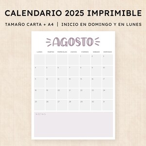 Calendario 2025 para imprimir · PDF de 12 páginas · Sassy Splash