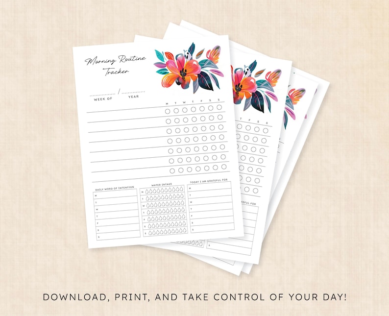 Morning Routine Template · Instant Download PDF · Tropical Treasure - Etsy