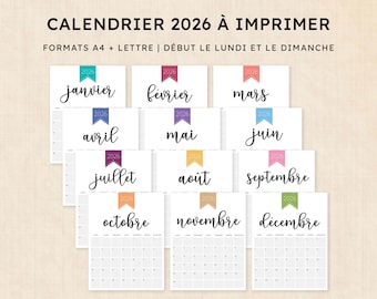 Calendario 2026 à imprimer · PDF de 12 páginas · Orgullo Pulido