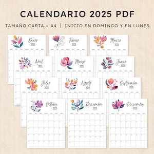 Calendario 2025 para imprimir · PDF de 12 páginas · Hibiscus Harmony