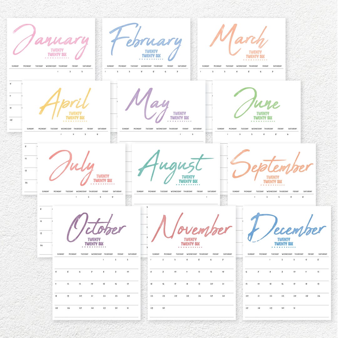 Printable 2026 Calendar Etsy UK