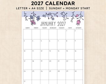 Printable 2027 Calendar · 12-Page PDF · Sunlight Solace
