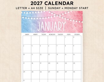 Printable 2027 Calendar · 12-Page PDF · Twilight Twist