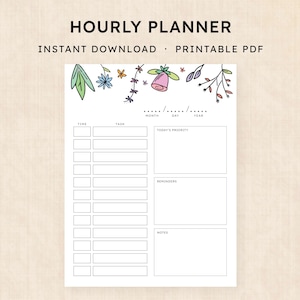 Hourly Planner · Instant Download PDF · Playful Prairie