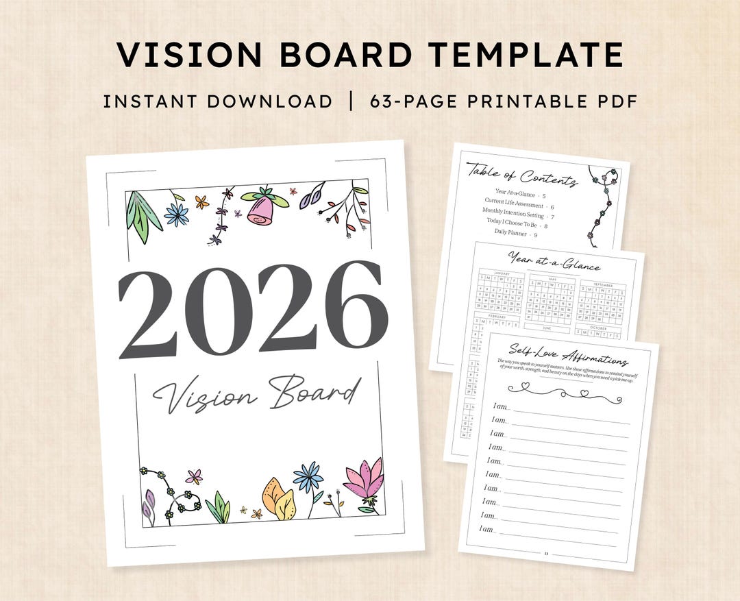 2026 Vision Board Template · 63-page PDF · Instant Download - Etsy