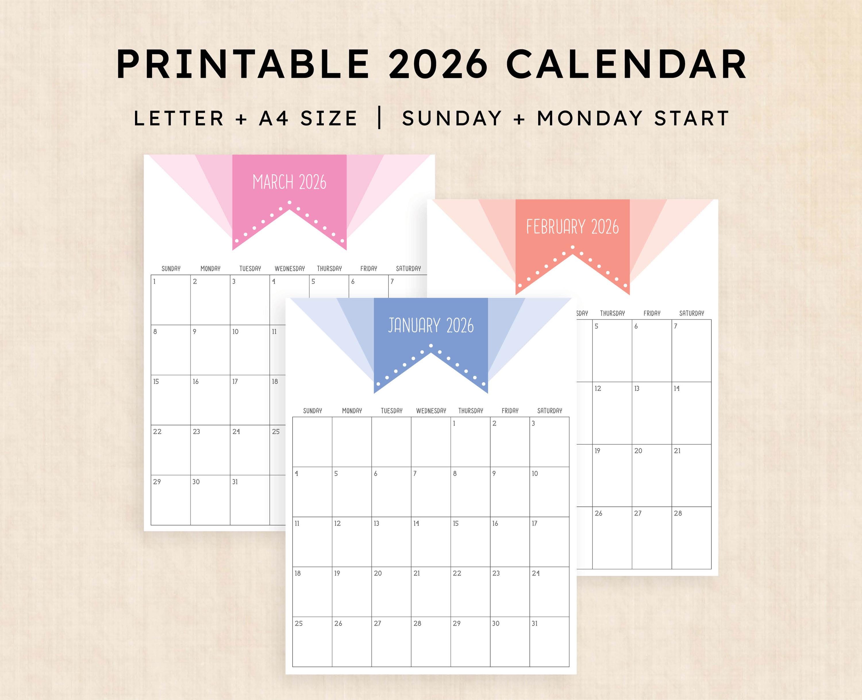 印刷可能な2026年カレンダー · スーパーヒーローソウル - Etsy 日本