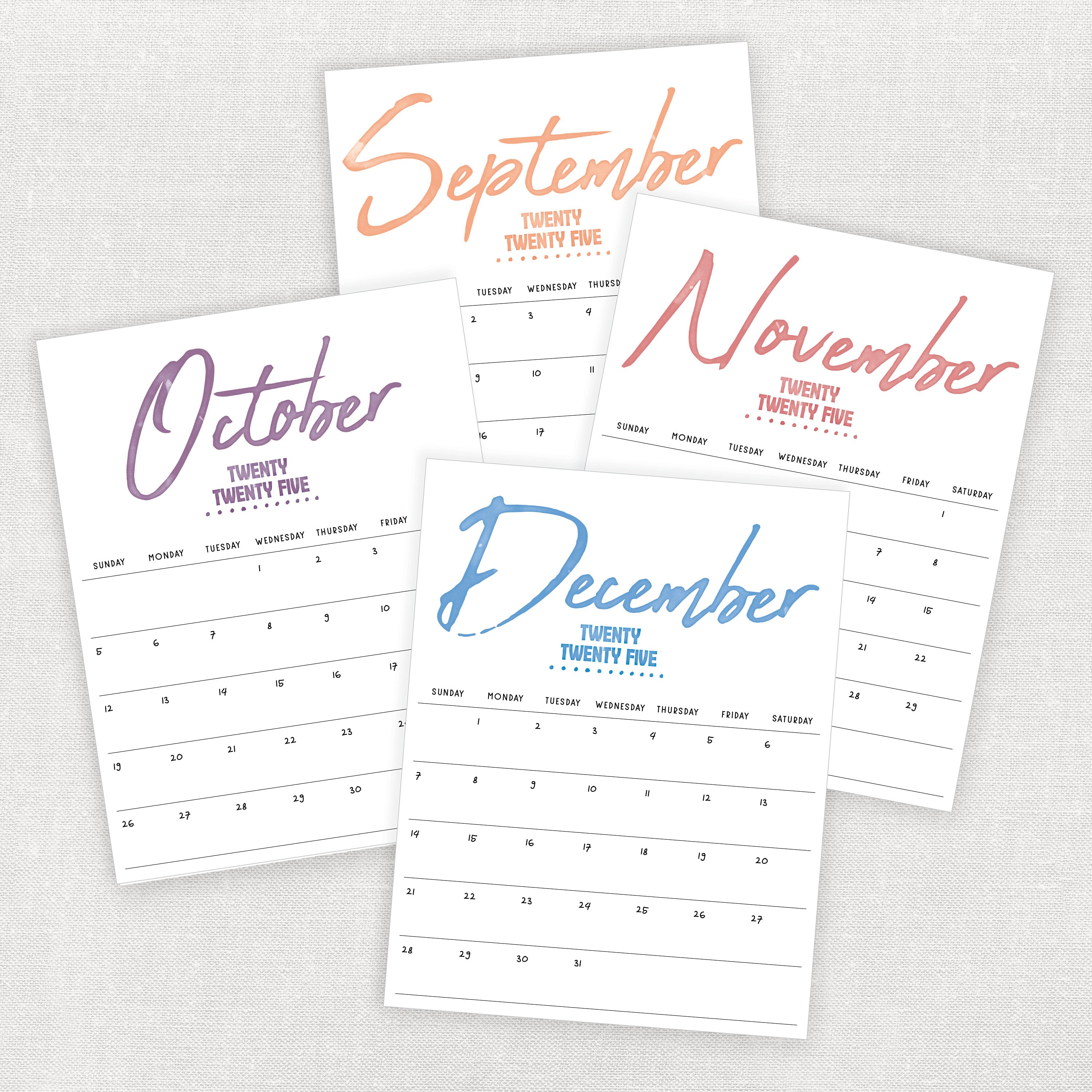 Printable 2025 Calendar Etsy