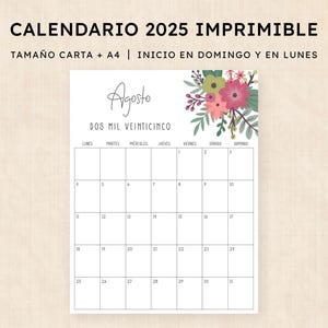 Calendario 2025 para imprimir · PDF de 12 páginas · Petunia Punch