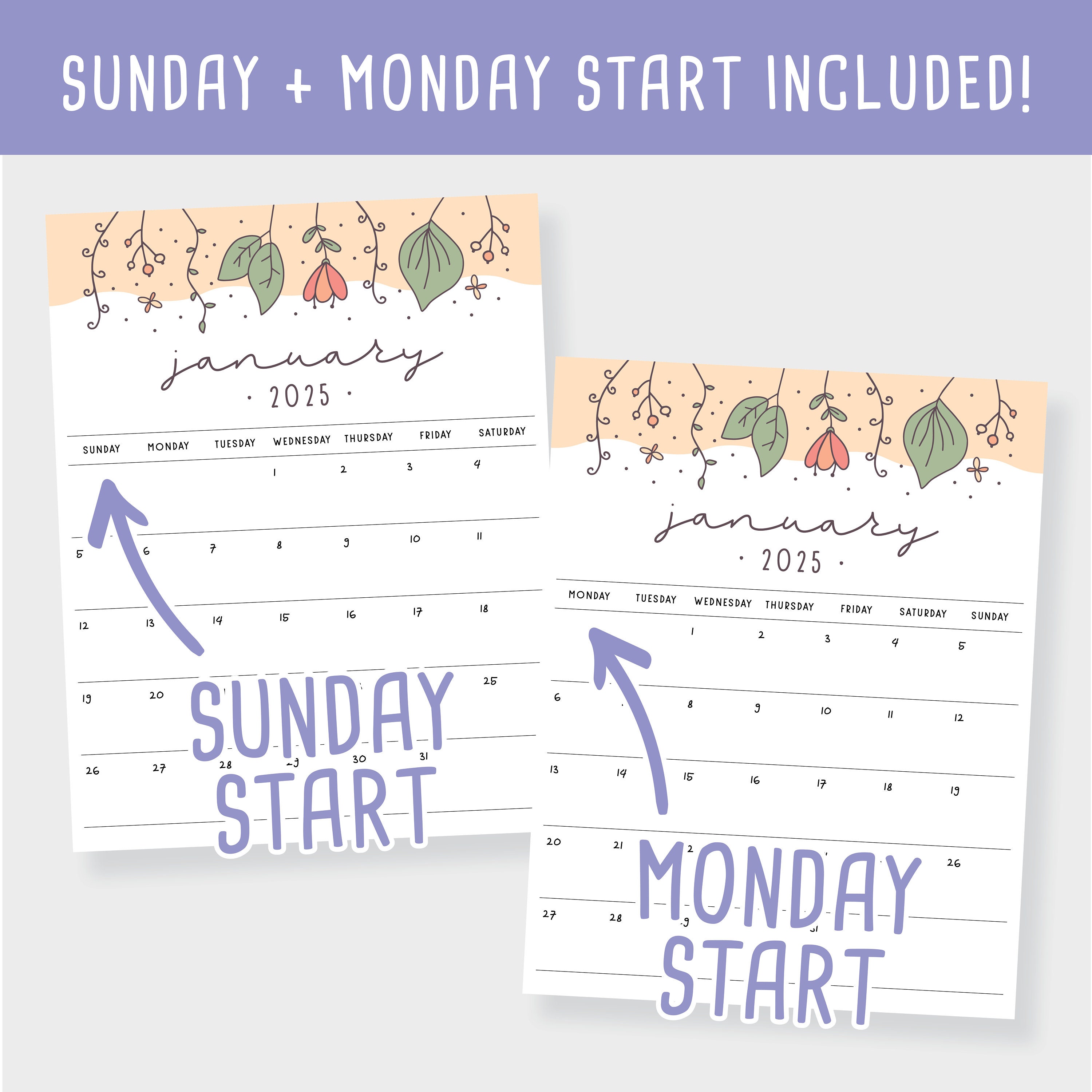 Printable 2025 Calendar - Etsy