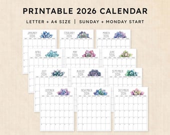 Kalender 2026 · Sukkulenten Sunkissed